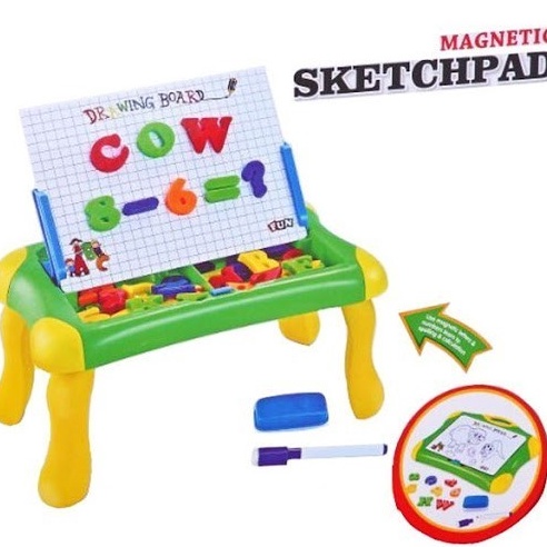 

KODE N28S Mainan Edukasi Magnetic Sketchpad Learning Case Drawing Board 2 in 1 classroom papan tulis magnet huruf SNI