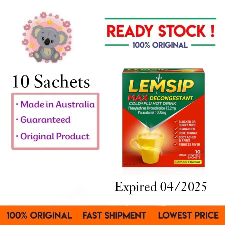 

LEMSIP max decongestant cold & flu lemon flavour 10 sachets
