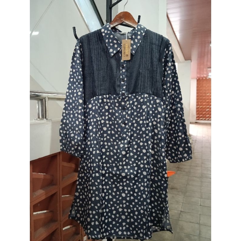 LADOSA| TUNIK SOFT JEANS MOTIF POLKADOT