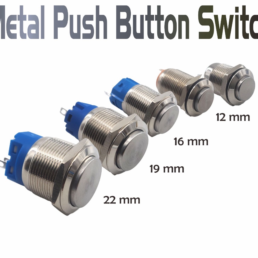 KI3 Metal Push Button Pushbutton Tombol Tekan Push ON 12mm 16mm 19mm 22mm