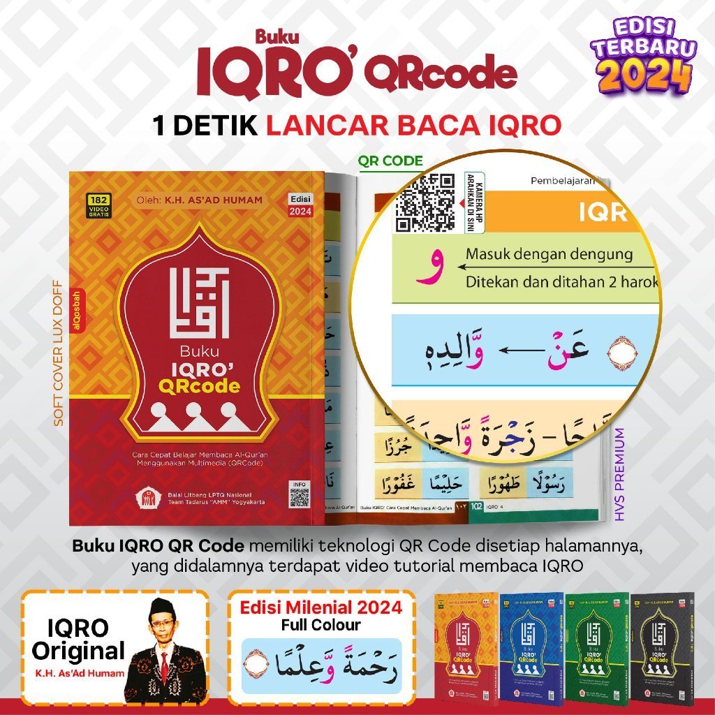 Buku Iqro Anak Iqra Milenial Disertai Latin Cara Cepat Membaca Alquran AL-QUR'AN Full Color Warna - 