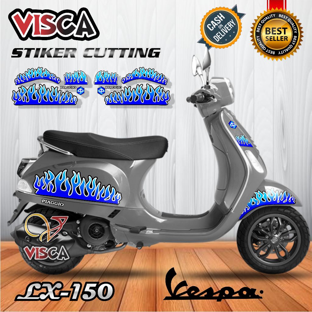 Stiker Cutting Vespa Matic - Stripig Vespa LX-150 Variasi Api
