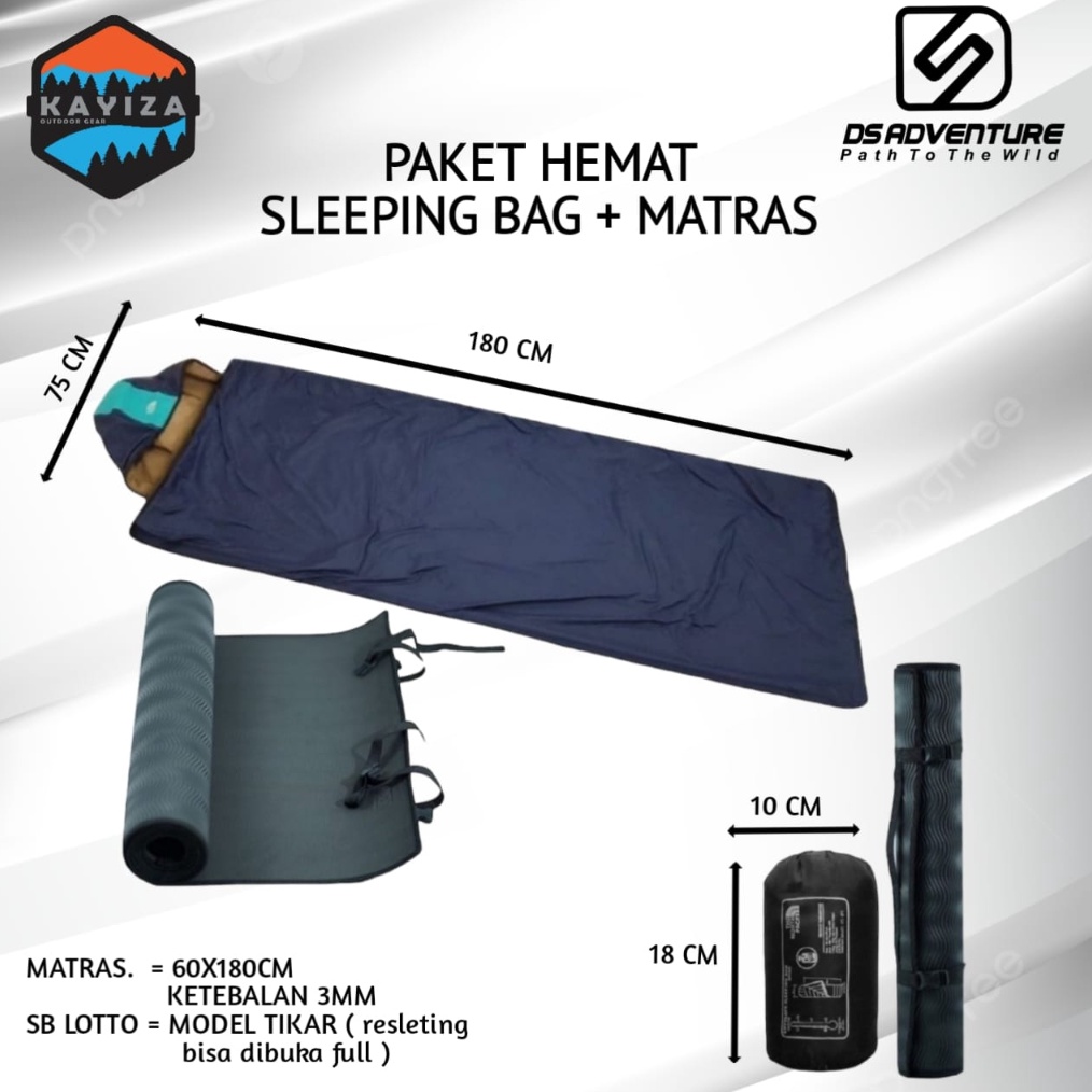 KODE C87K Paket sleeping bag lotto matras camping  paket sliping bag matras  matras sleeping bag  sl
