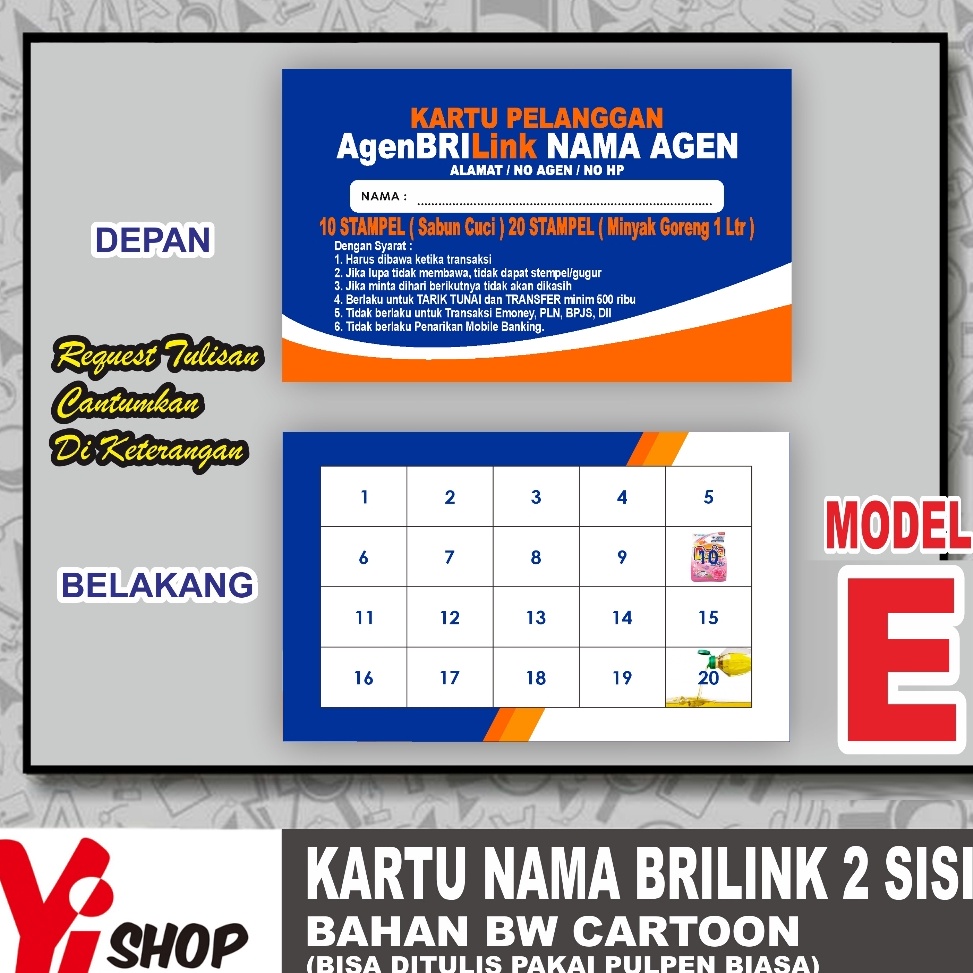 

KODE H7H Kartu Nama Member Agen BRILINK Kartu Pelanggan NEW 224