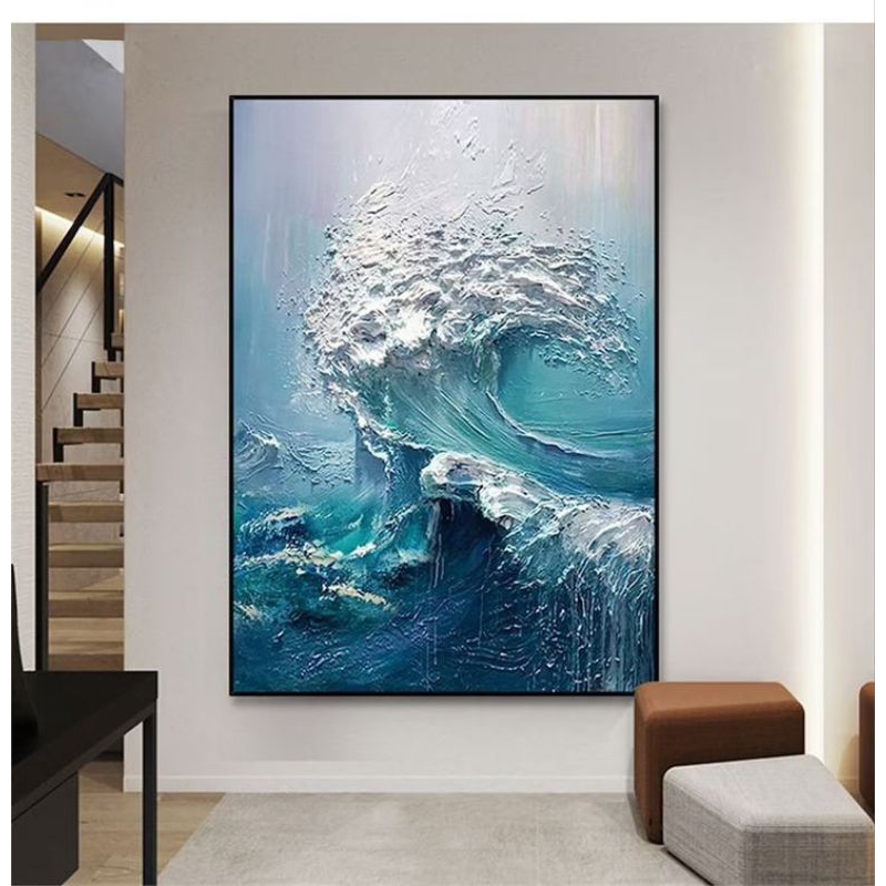 lukisan ombak tekstur timbul