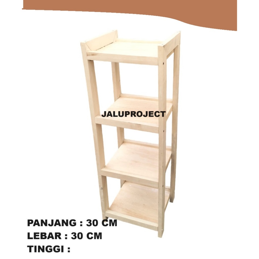Rak Buku Rak Ruang Tamu Serbaguna Tingkat 4 Susun Bahan Kayu Solid