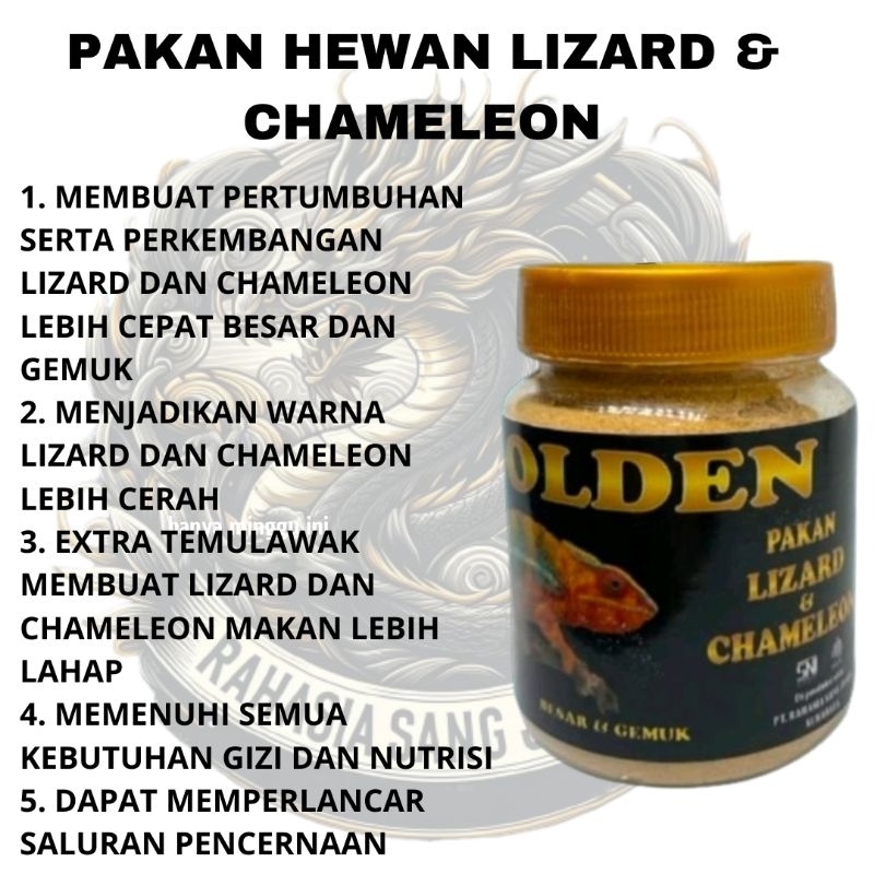 PAKAN GOLDEN PAKAN HEWAN LIZARD DAN CHAMELEON MENJADIKAN WARNA HEWAN LEBIH CERAH DAN MEMPERCEPAT PER