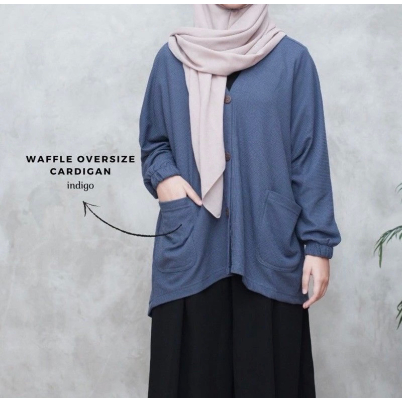 Waffle Oversize Cardi by Safaat.Outfit Bahan Waffle Uniqlo
