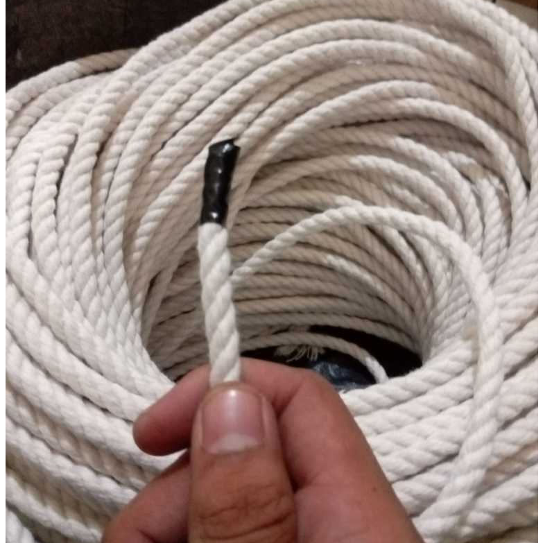 1 Meter Tali Tambang 12mm 14mm 16mm 18mm 20mm Kuralon Putih Katun Kain Besar