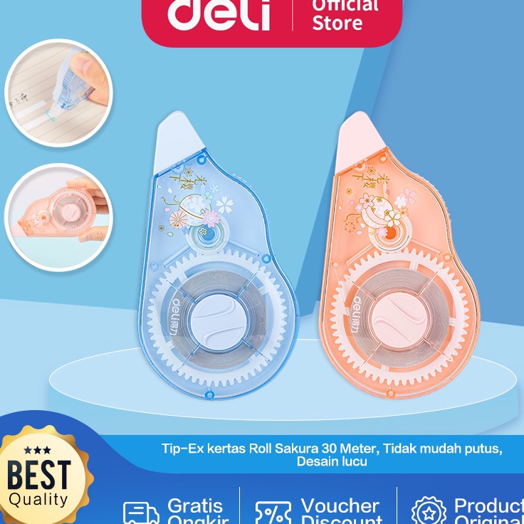 

Limitless Deli Correction Tape TipEx kes Roll Sakura 3 Meter Desain Lucu Tidak Mudah Putus 71549