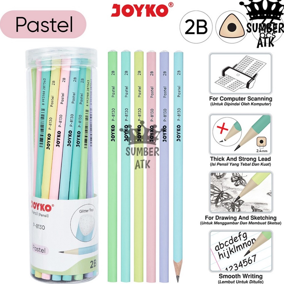 

Pencil Pensil Joyko P813 2B 1 Drum 36 Pcs Pastel