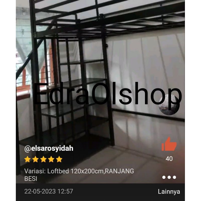 Loft bed ranjang mezzanine tingkat besi kolong susun atas 100x200cm costum simple modern
