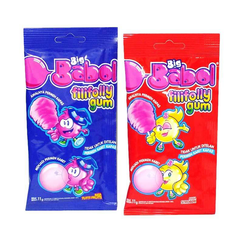 

Big babol filifolly permen karet strawberry / tutti frutti 11 gram