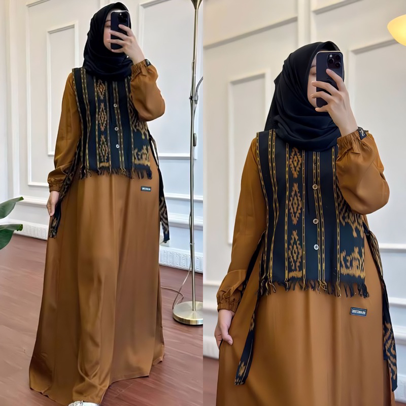 Dress Anjanistore Terbaru ((Ready)) Gamis Twill Uniqlo Etnik Anjani