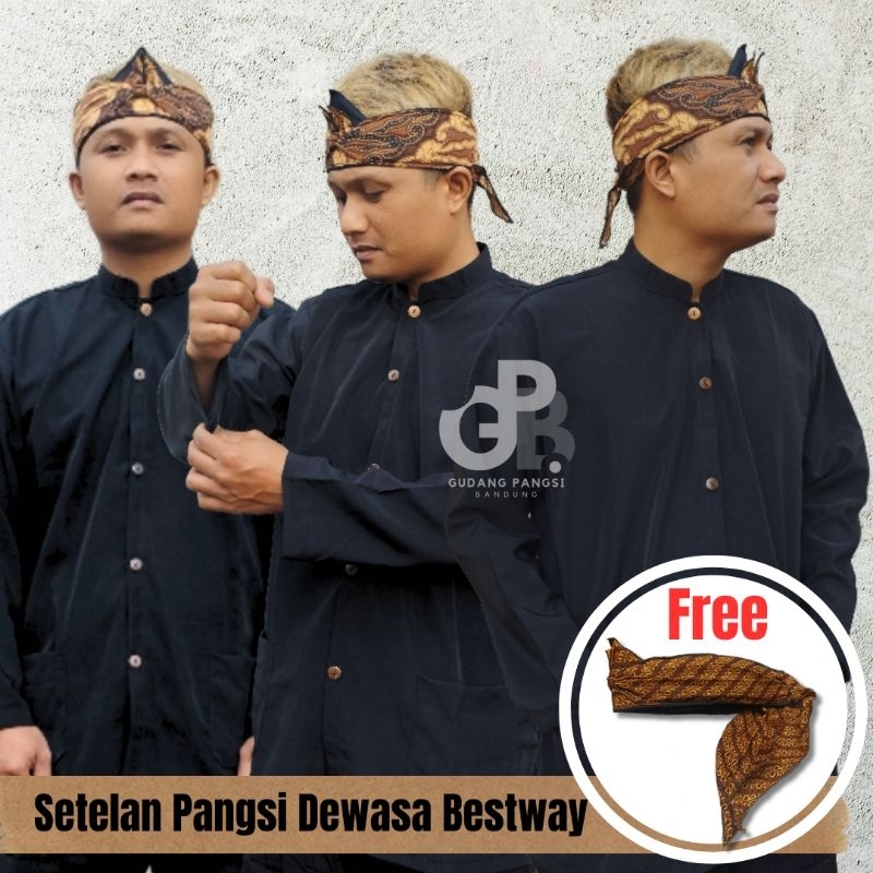 Setelan Baju Pangsi Sunda Dewasa Lengkap Dengan Iket Kepala Setelan Pangsi Dewasa Bahan Bestway