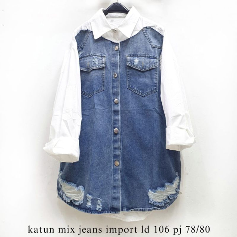Kemeja Katun Mix Jeans Import