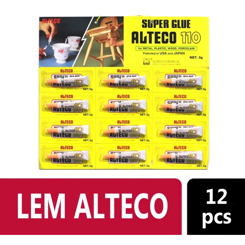 

Lem Alteco / Lem Super Glue/ Lem Serba Guna/ Alteco Original Asli (1 lembar=12pcs)