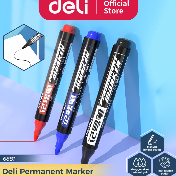 

Murah Banget Deli Permanent Marker Spidol Permanen Tidak Bisa Dihapus Isi 1 pcs HitamBiruMerah 6881