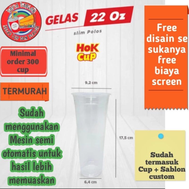 Sablon Gelas Cup 22 Oz slim
