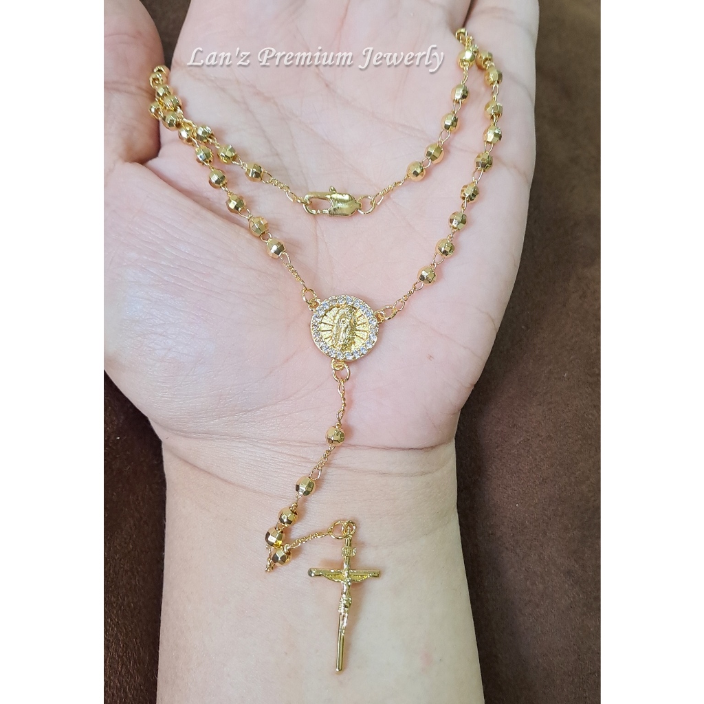 Kalung Rosario Maria Guadalupe Salib Emas Titanium