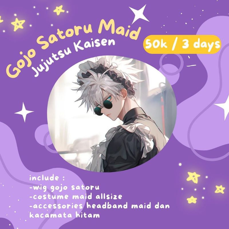 [Sewa/Rental] Baju Cosplay Kostum Gojo Satoru Maid / Kostum Maid Jujutsu Kaisen
