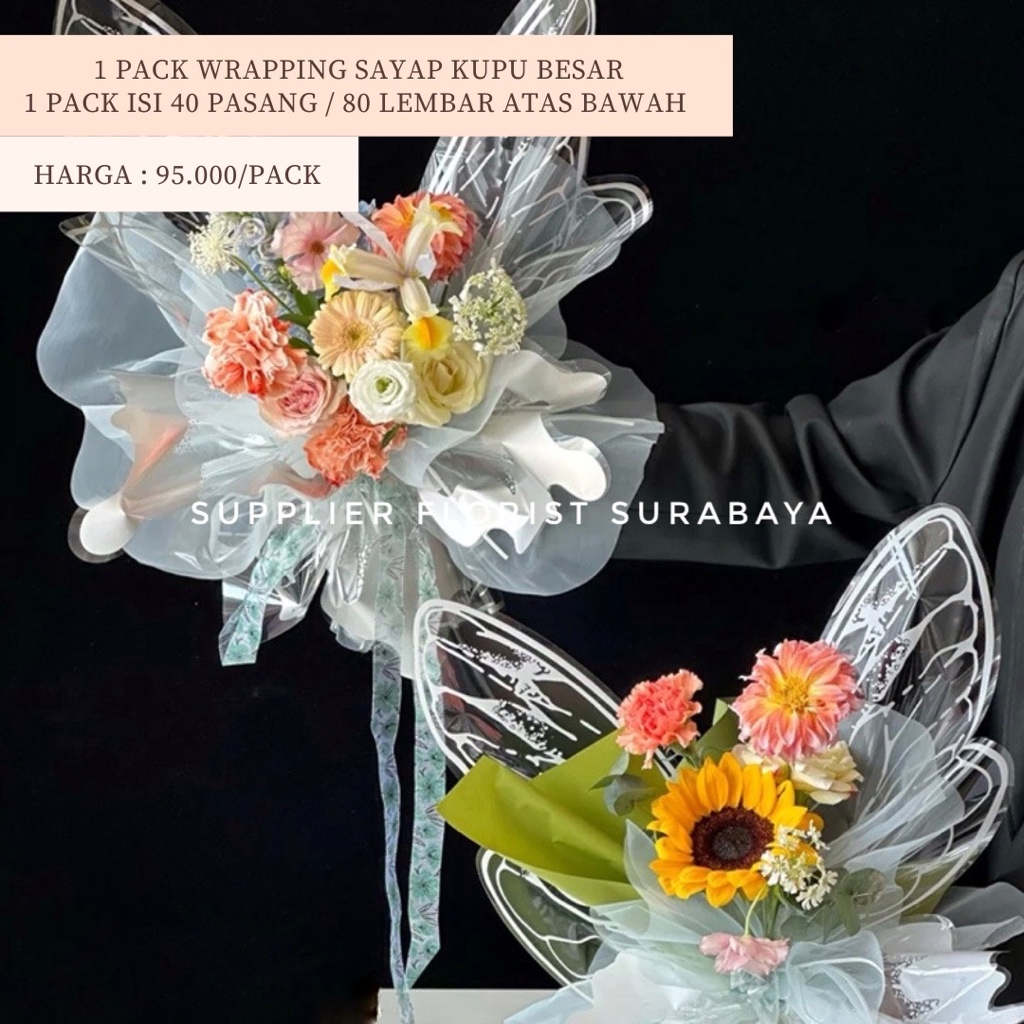 

[1 PACK ISI 40 SET / 80 LEMBAR] WRAP SAYAP KUPU BENING TRANSPARAN BESAR PLASTIK WRAPPING KUPU SAYAP BESAR PLASTIC BUTTERFLY KOREAN WRAPPING PAPER MARIPOSA KERTAS BUKET BUNGA DIY FLORIST KEKINIAN KUPU KUPU FLYING BOUQUET PAPER ESTETIK PEMBUNGKUS BUNGA