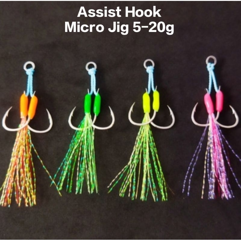 Assist Hook Micro Jig 5-20g dan Bulu Mutiara SP | bulu mutiara stella | Benang Assist hook | Bulu Mu