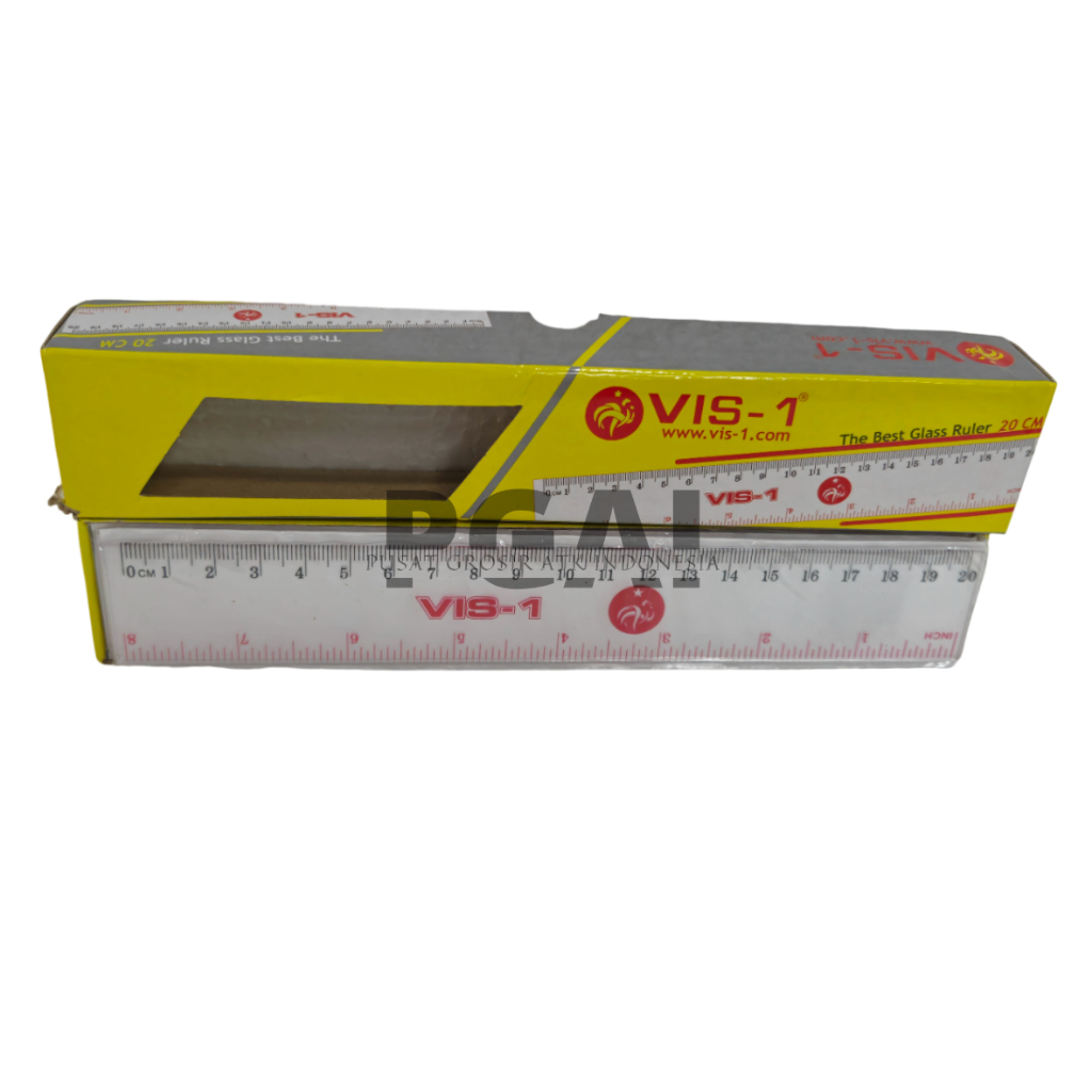 

PENGGARIS RULER VIS-1 PLASTIK 20 CM THE BEST GLASS RULER 1 PCS GROSIR 12 PCS