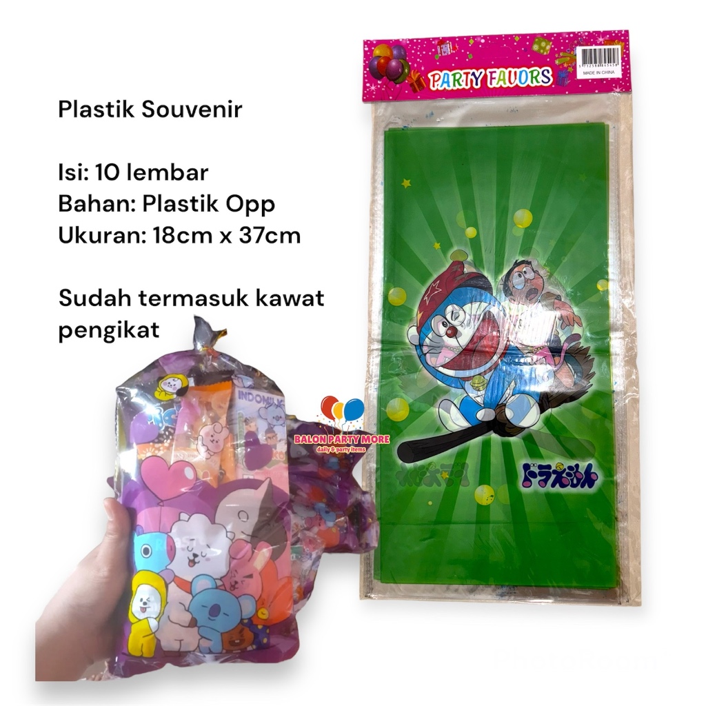 

(S DORAEMON1 PACK ISI 10 LBR) Plastik Bingkisan Bening OPP / Plastik Packaging Souvenir Ulang Tahun Murah / Plastik Bingkisan Motif