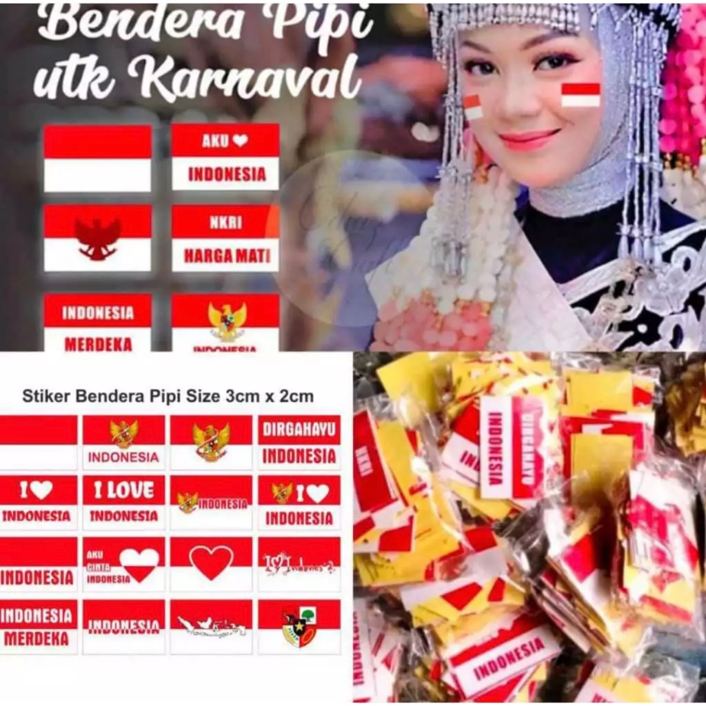 

(isi 30pcs) stiker pipi / stiker merah putih / stiker bendera tempelan HUT RI 17 agustus