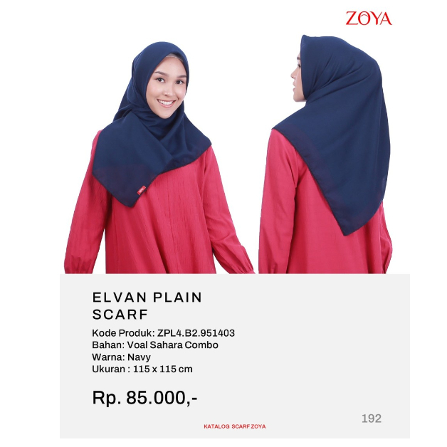 Zoya Elvan Plain Scraf-Hijab Segi Empat polos