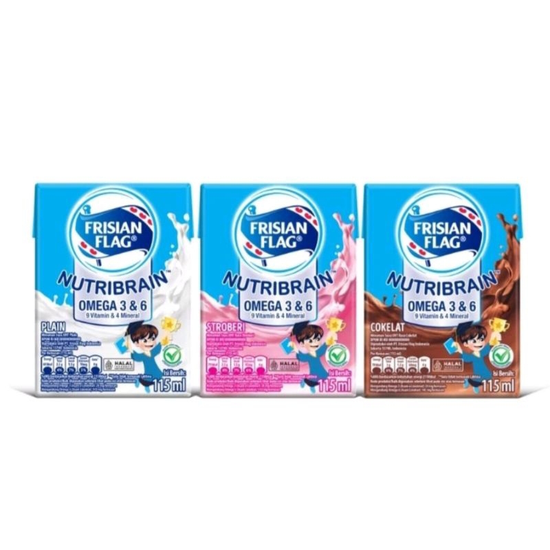 

Frisian Flag Omega Nutribrain Coklat / Plain / Strawberry (115ml x 6pcs) New Susu Bendera UHT Cokelat / Susu Strawberry / Susu UHT Plain Chocolate / Susu Anak UHT Siap Minum / Susu Bendera Nutribrain Cair / Hampers Ultah / Snack Ultah Anak / Susu UHT