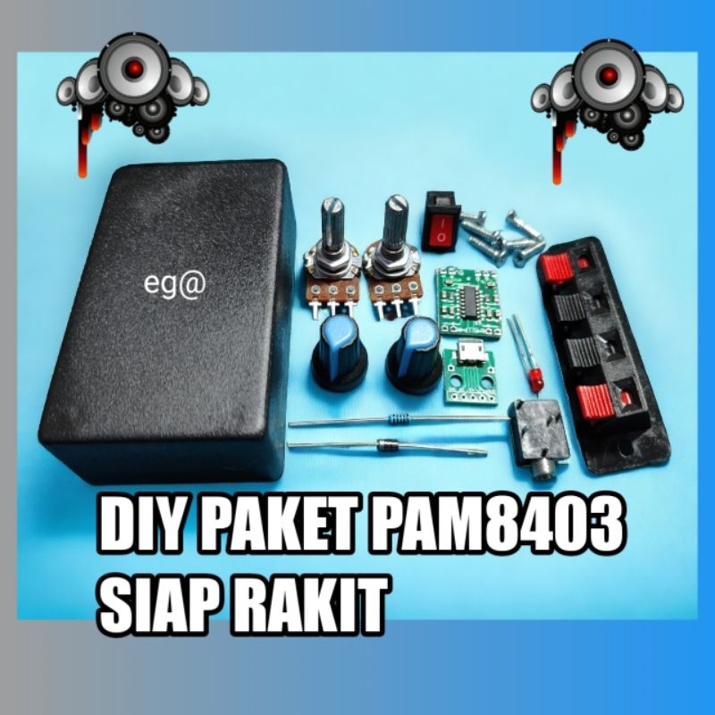 DIY paket Pam8403 plus aksesoris plus box