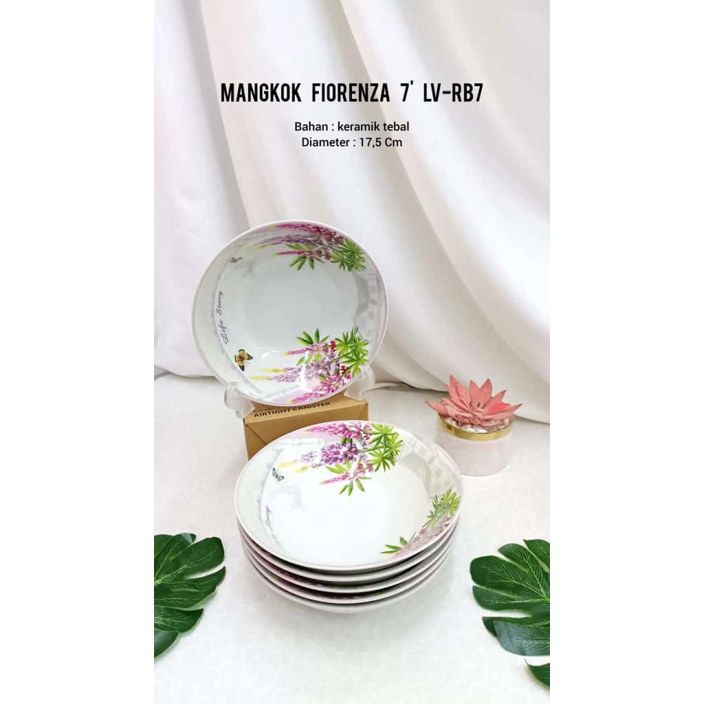 Mangkok Makan 7 Inch Fiorenza Motif Bunga Lavender LV-RB7