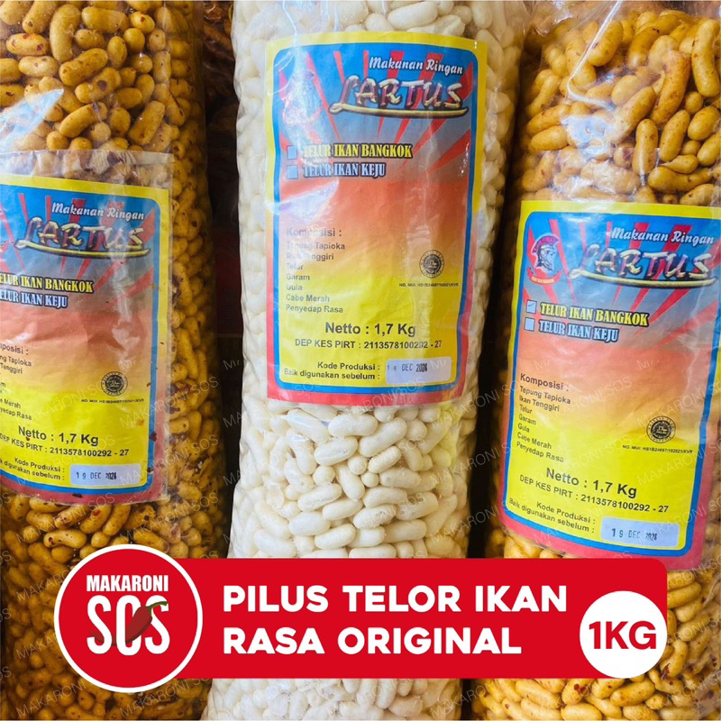 

Pilus Ikan 1KG Telor Ikan Rasa Rujak Original Keju Snack Renyah Premium Snack Viral Pedas