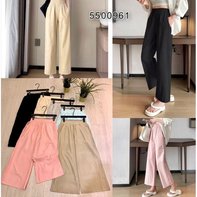 kulot impor premium katun celana linen impor kulot 7/9 strecth pants
