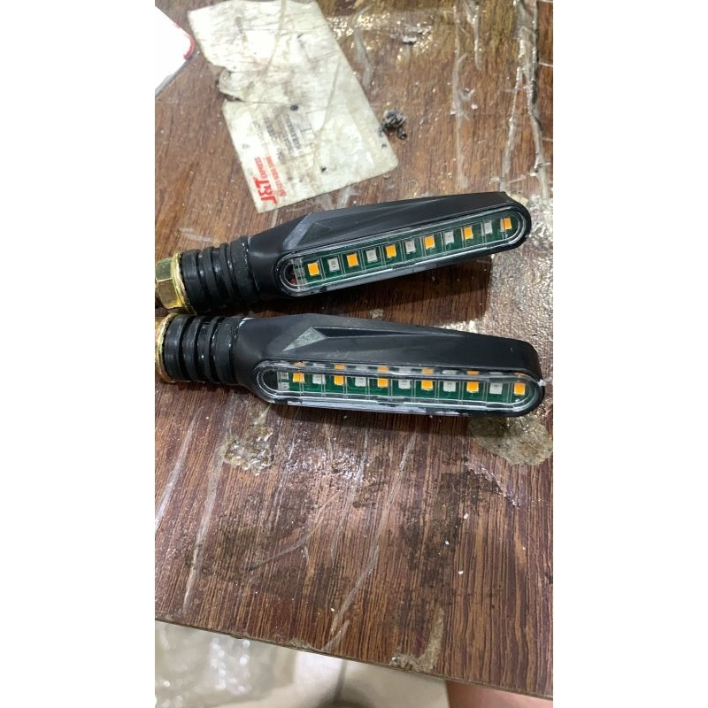 LAMPU LED SEIN LIDI RUNNING SEN 2 WARNA SENJA MODEL SLIM MOGE WATERPROOF UNIVERSAL SPORT MATIC BEBEK