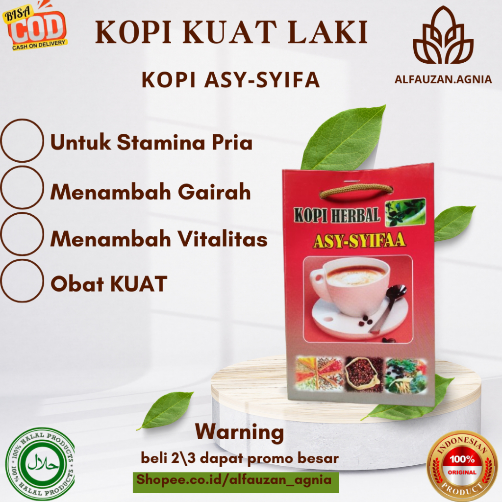 

Kopi Bubuk herbal Asli Alami Asy Syifa khusus Lak* Pri* Dewas Penambah Stmina dan meningkatkan Girah