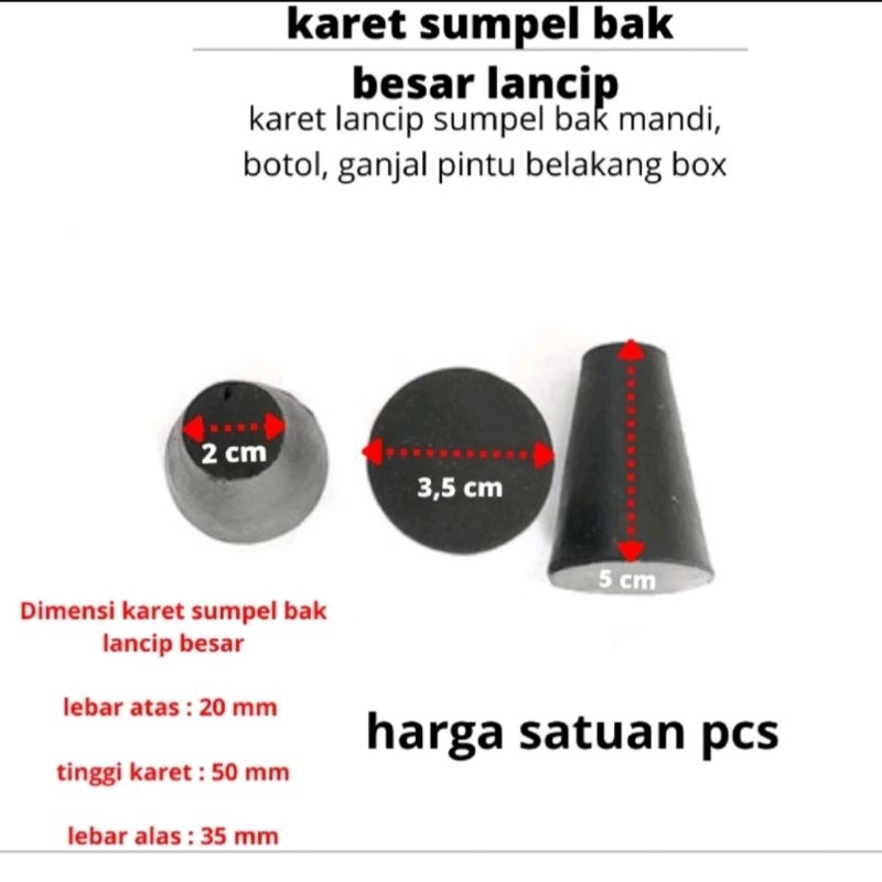 karet sumbat bak mandi besar/ sumbat lubang 2,5/3,5