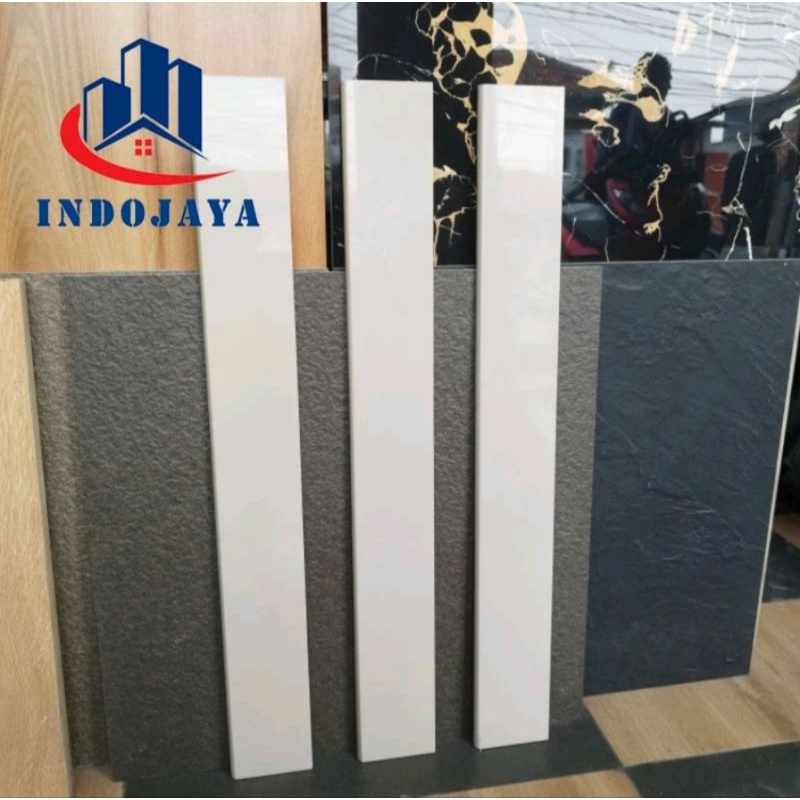 granit keramik list plin dinding 10×80 motif putih ukuran custom