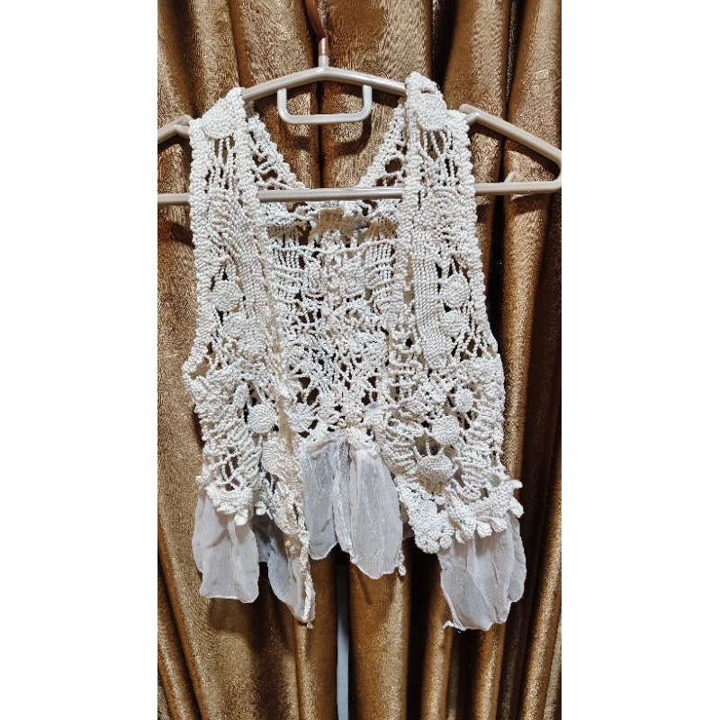 Outer cardigan vest crop top white putih impor premium knit rompi rajut accessories