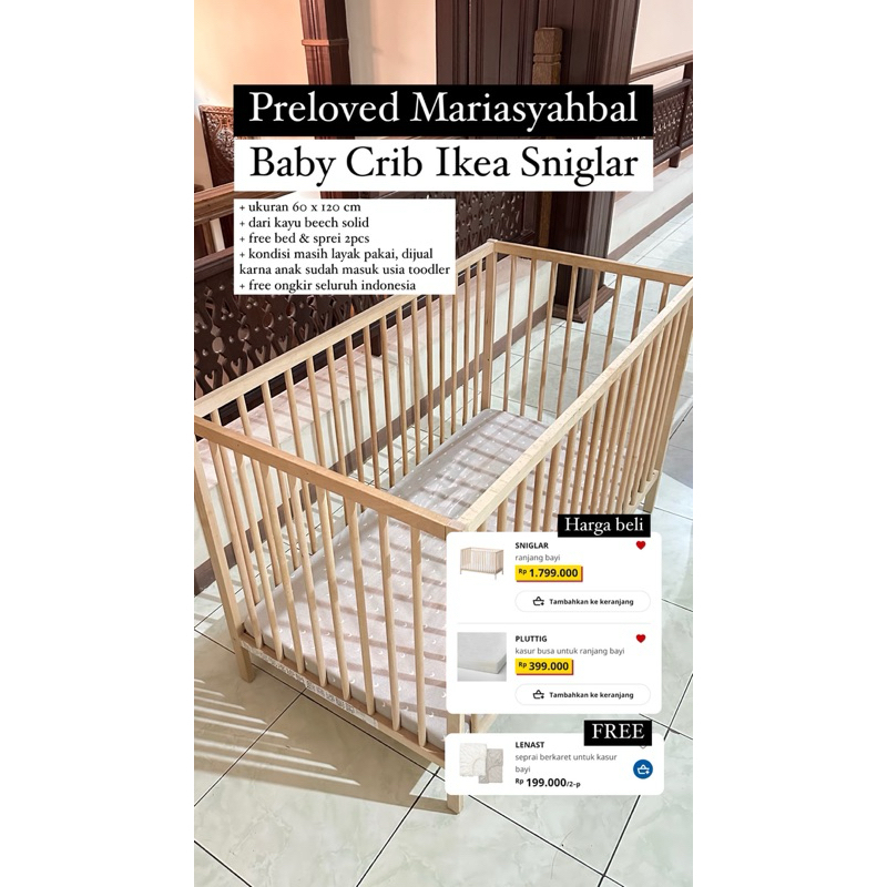 Box Bayi Ikea Sniglar dengan Matras [Preloved Mariasyahbal]