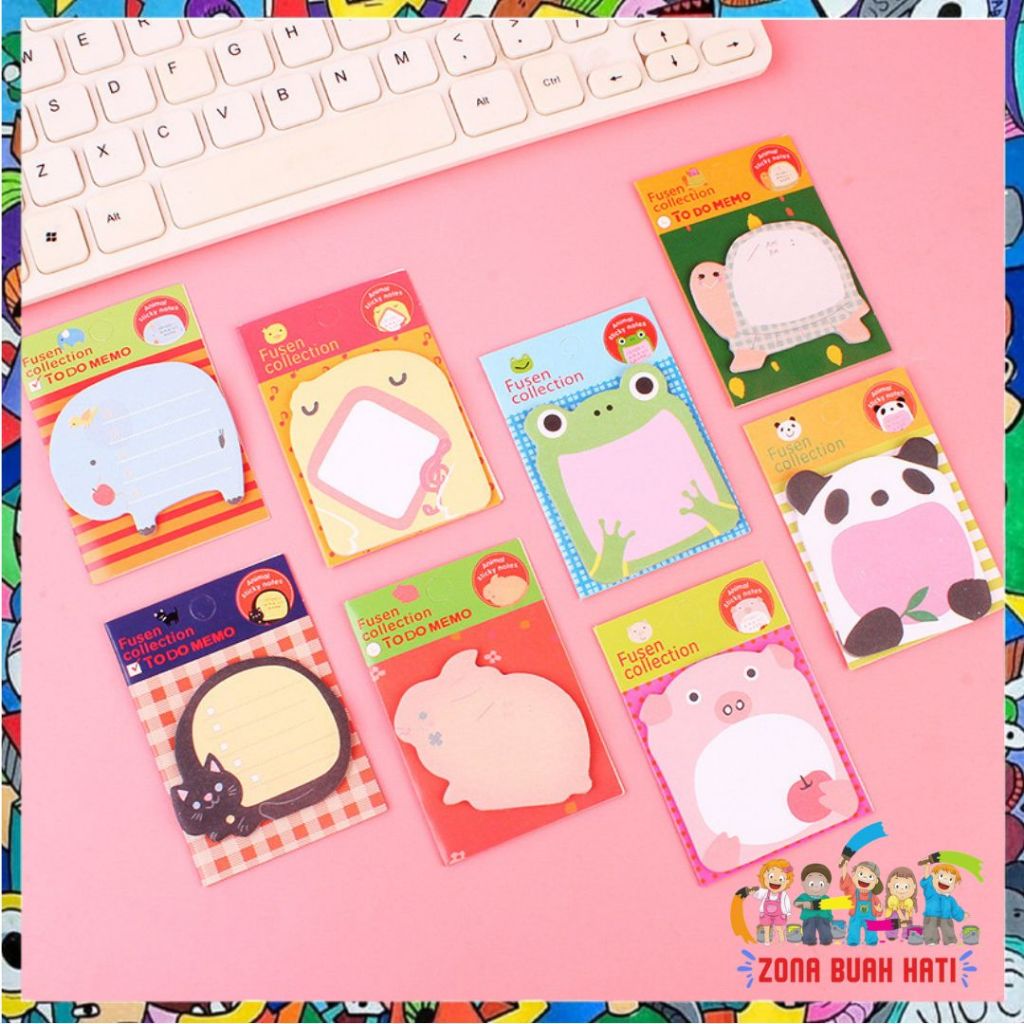 

ZBH Sticky Notes Motif Hewan Tempelan Kertas Catatan Memo Note Karakter Animal Mini Book Karakter Binatang Lucu