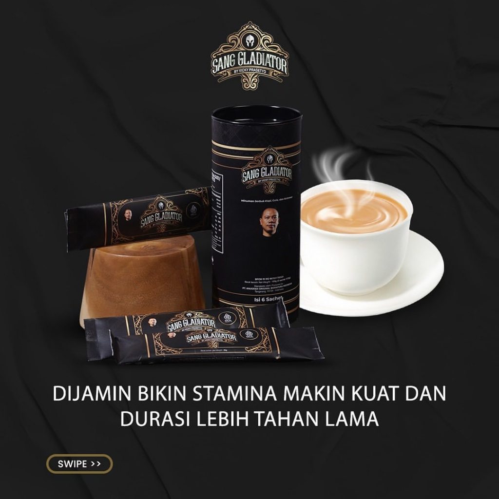 

Kopi Sang Gladiator Vicky Prasetyo - Stamina Kuat Pria Tahan Lama - 1 Kaleng 100% Original - BPOM Gratis Ongkir