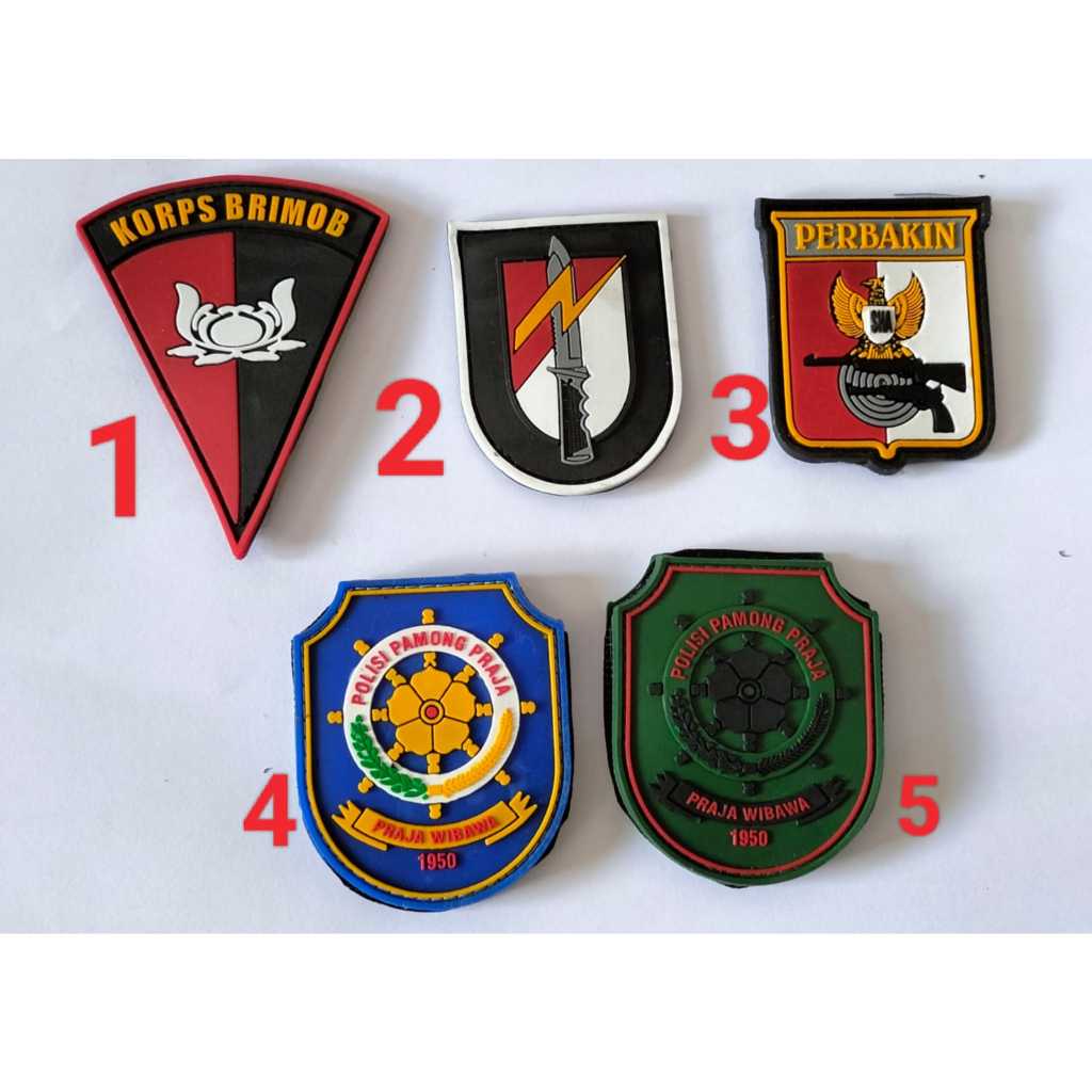 PATCH RUBBER LOGO KORP BRIMOB, PERBAKIN, POLISI PAMONG PRAJA