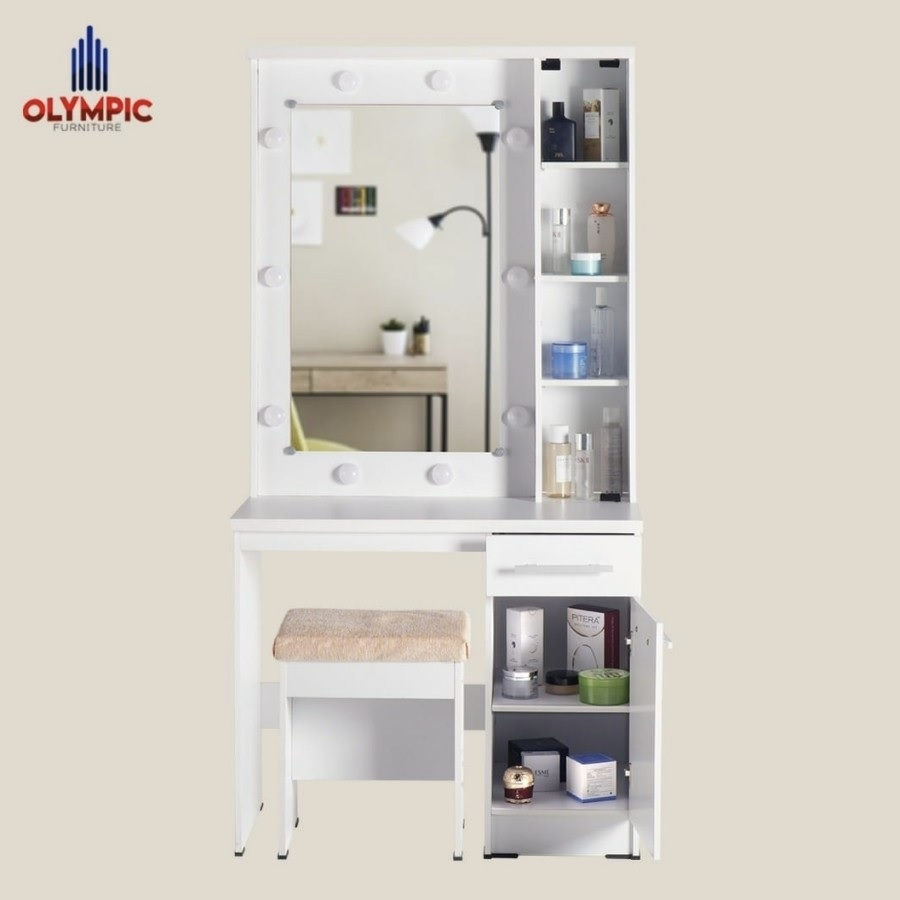 Meja Rias Kaca Panjang / Dressing Table Kaca Lampu Olympic MR Palazio