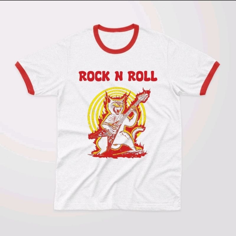 BAJU KAOS RINGER ROCK N ROLL