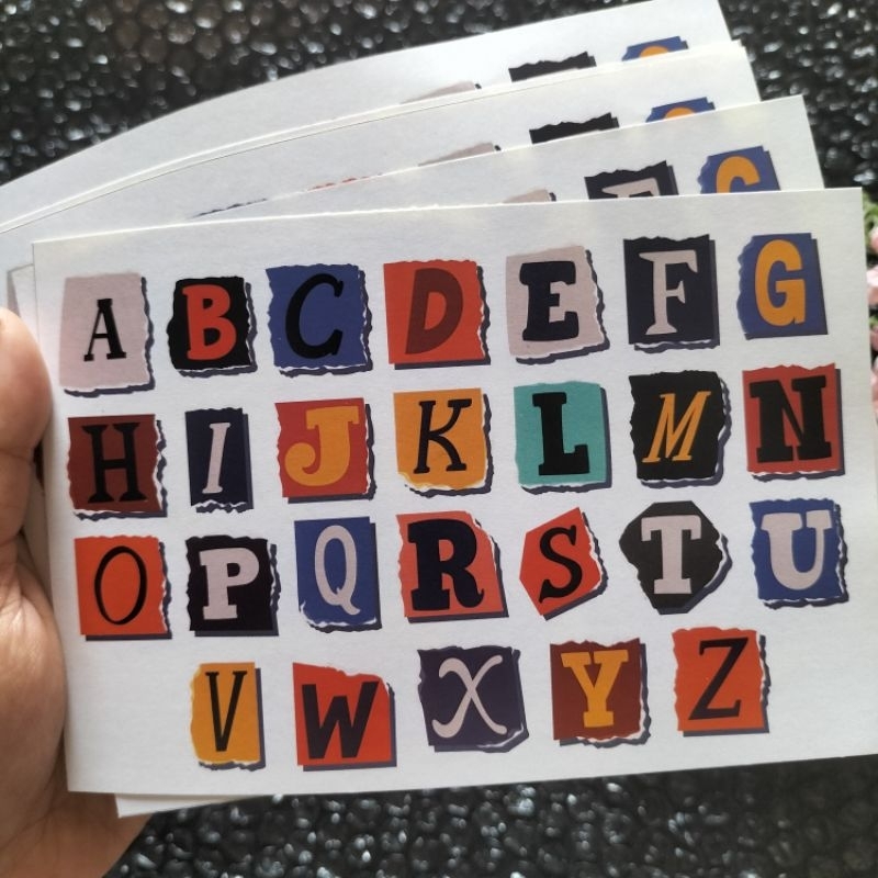 

Isi 5 Lembar Sticker Alphabet Huruf Scrapbook Journaling