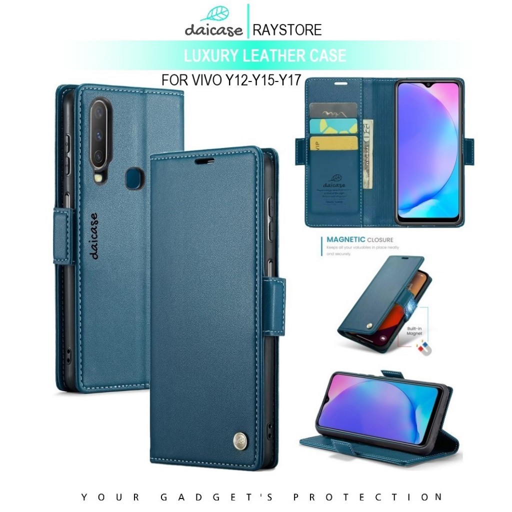 VIVO Y17 Y15 Y12 FLIP LEATHER CASE PREMIUM-FLIP WALLET CASE UNTUK UNTUK Y12 Y15 Y17