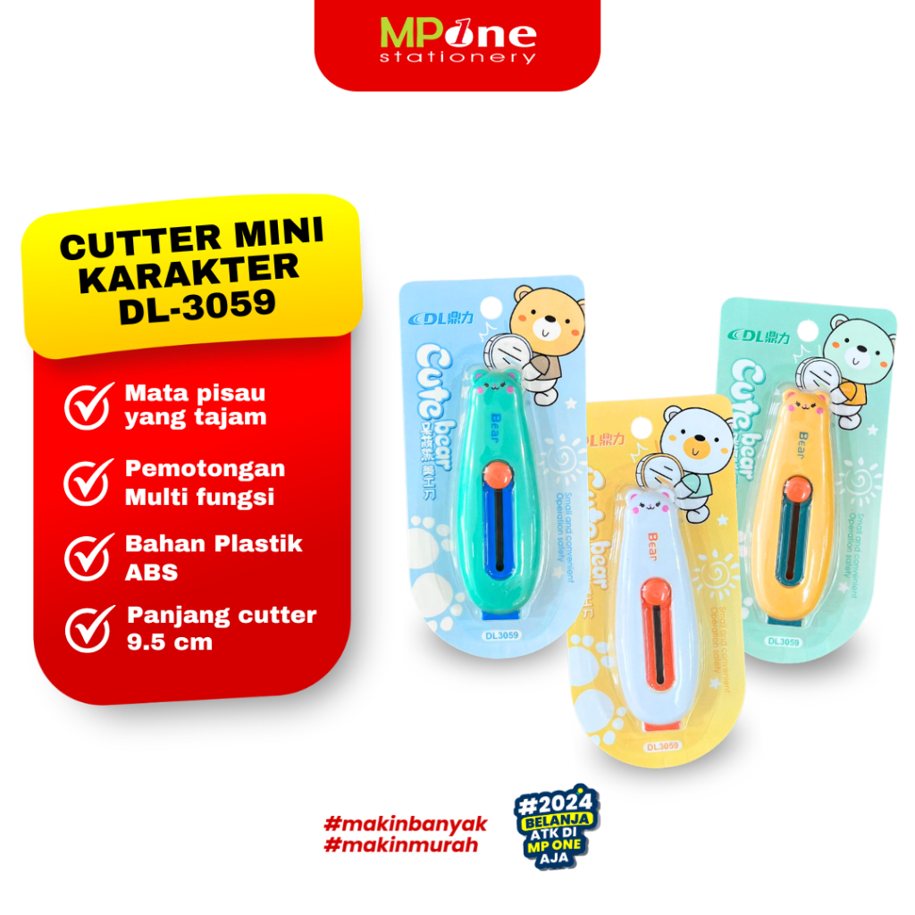

Cutter mini Karakter DL-3059 Lengkung / Alat Memotong kertas Kecil Cute Bear DL3059